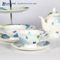 white plain design coffee set floral pattern bone china low tea set